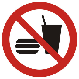 Zakaz wstępu z jedzeniem i piciem, 10,5x10,5 cm, PCV 1 mm