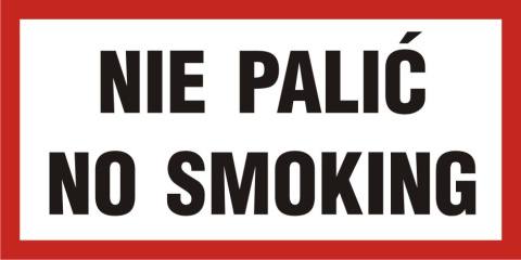 Nie palić-No smoking, 20x40 cm, PCV 1 mm