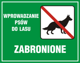 Wprowadzanie psów do lasu zabronione, 40x50 cm, PCV 1 mm