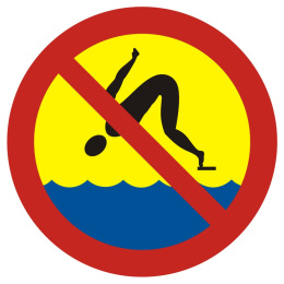 Zakaz skakania do wody, 42x42 cm, PCV 1 mm