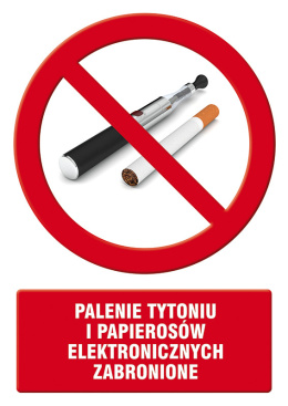 Palenie tytoniu i papierosów elektronicznych zabronione, 14,8x21 cm, PCV 1 mm