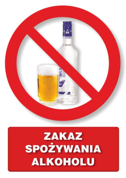 Zakaz spożywania alkoholu, 14,8x21 cm, PCV 1 mm