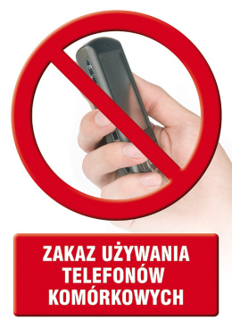 Zakaz używania telefonów komórkowych, 14,8x21 cm, PCV 1 mm