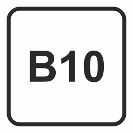 B10 - Olej napędowy- maksymalna zawartość biodiesla w paliwie dopuszczalna do użycia w pojeździe 10%, 15x15 cm, folia