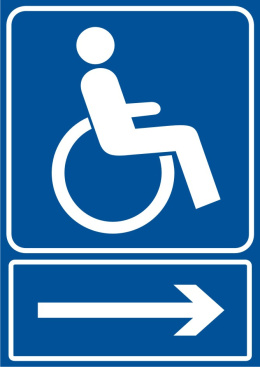 Kierunek drogi dla niepełnosprawnych, 10,5x14,8 cm, PCV 1 mm