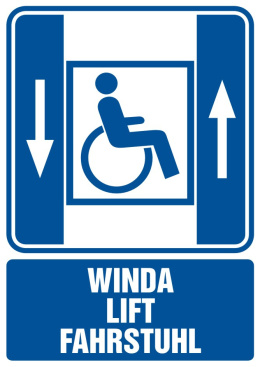 Winda lift fahrstuhl - dźwig osobowy dla niepełnosprawnych, 10,5x14,8 cm, PCV 1 mm