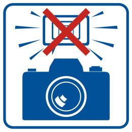 Zakaz fotografowania z użyciem lamp błyskowych, 10,5x10,5 cm, PCV 1 mm