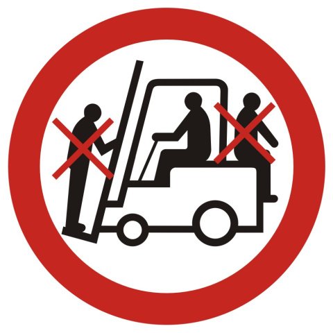 Zakaz przewozu osób na urządzeniach transportowych 1, 10,5x10,5 cm, PCV 1 mm