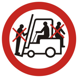 Zakaz przewozu osób na urządzeniach transportowych 1, 21x21 cm, PCV 1 mm