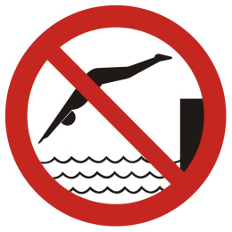 Zakaz skakania do wody, 10,5x10,5 cm, PCV 1 mm
