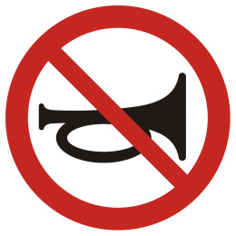 Zakaz używania sygnałów dźwiękowych, 10,5x10,5 cm, PCV 1 mm