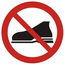 Zakaz wejścia w obuwiu zewnętrznym, 10,5x10,5 cm, PCV 1 mm