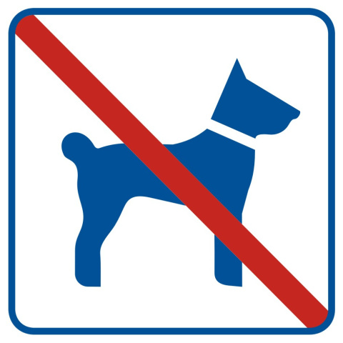 Zakaz wprowadzania psów, 10,5x10,5 cm, folia