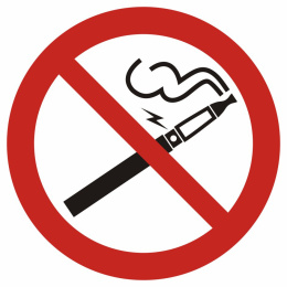Zakaz palenia papierosów elektronicznych, 10,5x10,5 cm, PCV 1 mm