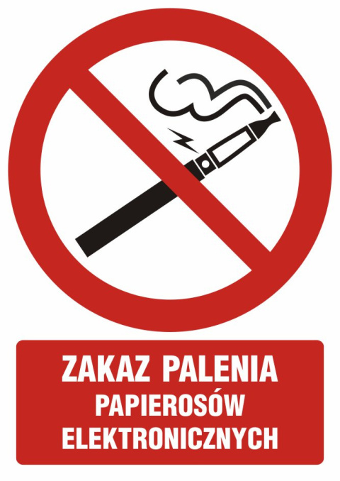 Zakaz palenia papierosów elektronicznych, 66x93,3 cm, PCV 1 mm