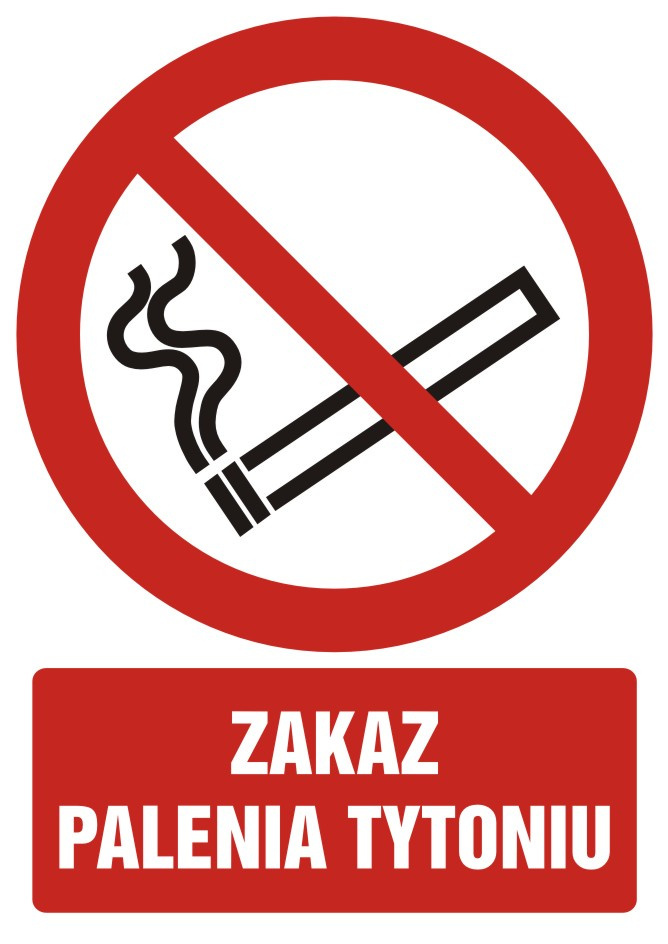Zakaz palenia tytoniu, 66x93,3 cm, PCV 1 mm