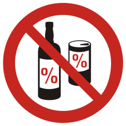Zakaz spożywania alkoholu, 10,5x10,5 cm, PCV 1 mm