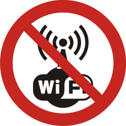 Zakaz używania bezprzewodowego internetu, 10,5x10,5 cm, folia