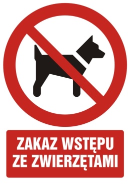 Zakaz wstępu ze zwierzętami, 5,25x7,4 cm, folia