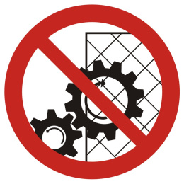 Zakaz zdejmowania osłon podczas pracy urządzenia, 10,5x10,5 cm, PCV 1 mm
