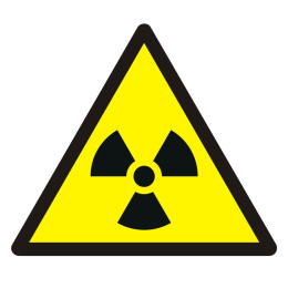 Ostrzeżenie przed materiałem radioaktywnym lub promieniowaniem jonizującym, 10,5x10,5 cm, PCV 1 mm
