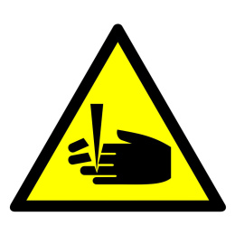 Ostrzeżenie przed niebezpieczeństwem obcięcia palców, 10,5x10,5 cm, PCV 1 mm