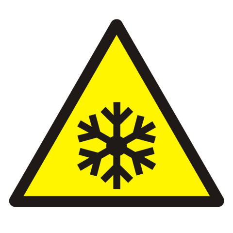 Ostrzeżenie przed niską temperaturą / warunkami zamarzania, 5,25x5,25 cm, PCV 1 mm
