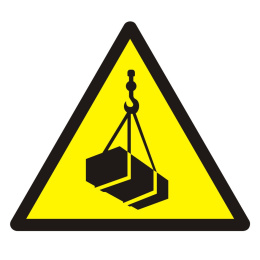 Ostrzeżenie przed wiszącymi przedmiotami (wiszącym ciężarem), 21x21 cm, PCV 1 mm