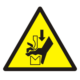 Ostrzeżenie przed zgnieceniem dłoni między prasą i stopą, 21x21 cm, PCV 1 mm