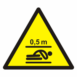 Oznakowanie wind -wymiary przestrzeni bezpieczeństwa w podszybiu - pozycja leżąca, 21x21 cm, folia