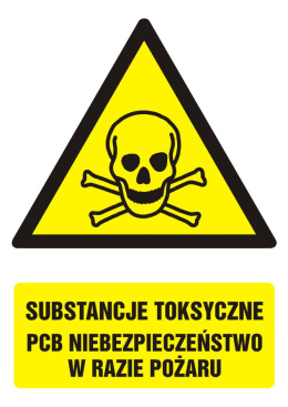 Substancje toksyczne.PCB Niebezpieczeństwo w razie pożaru, 10,5x14,8 cm, PCV 1 mm