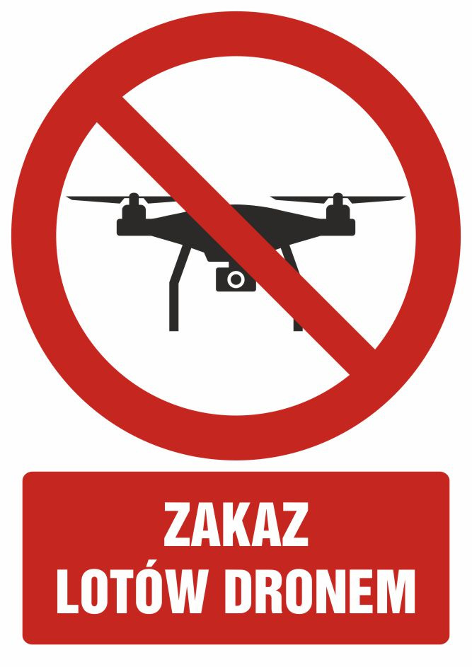 Zakaz lotów dronem, 66x93,3 cm, PCV 1 mm