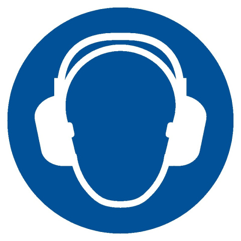 Nakaz stosowania ochrony słuchu, 21x21 cm, PCV 1 mm
