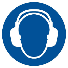 Nakaz stosowania ochrony słuchu, 5,25x5,25 cm, folia