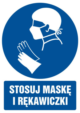 Stosuj maskę i rękawiczki, 5,25x7,4 cm, folia