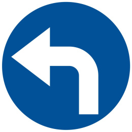 Nakaz jazdy w lewo (skręcanie za znakiem), 33x33 cm, folia