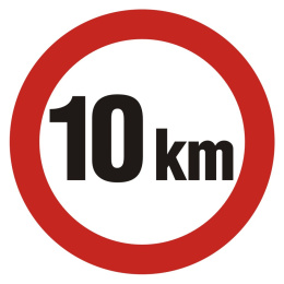 Ograniczenie prędkości 10km, 33x33 cm, PCV 1 mm