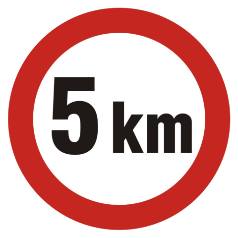 Ograniczenie prędkości 5km, 33x33 cm, PCV 1 mm