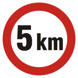 Ograniczenie prędkości 5km, 33x33 cm, folia