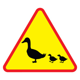 Znak Uwaga kaczki, folia I generacji, 600 mm