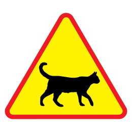 Znak Uwaga koty, folia I generacji, 600 mm