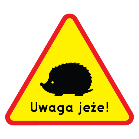 Znak Uwaga jeże, folia I generacji, 600 mm Znak Uwaga jeże, folia I generacji, 600 mm