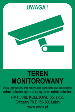 Naklejka - Teren monitorowany - 300x450 mm - zielona