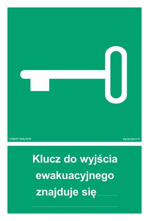 Znak AB001 Klucz do wyjścia ewakuacyjnego znajduje się..., 250x370 mm, TS - Płyta TD fotoluminescencyjna Znak AB001 Klucz do wyjścia ewakuacyjnego znajduje się..., 250x370 mm, TS - Płyta TD fotoluminescencyjna