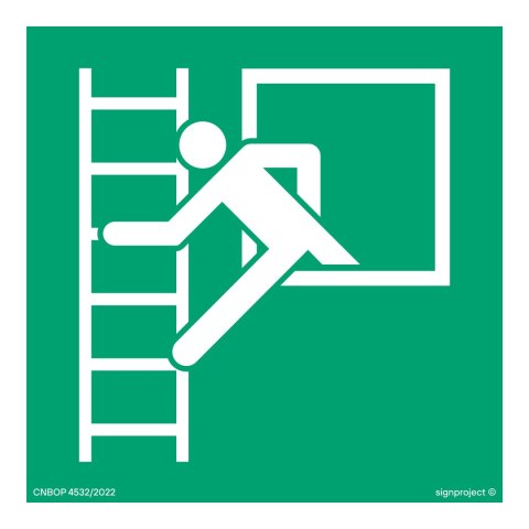 Znak AE016 Okno ewakuacyjne z drabiną ewakuacyjną, 350x350 mm, PS - Płyta 1 mm fotoluminescencyjna Znak AE016 Okno ewakuacyjne z drabiną ewakuacyjną, 350x350 mm, PS - Płyta 1 mm fotoluminescencyjna