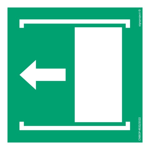 Znak AE034 Przesunąć w lewo aby otworzyć, 250x250 mm, TS - Płyta TD fotoluminescencyjna