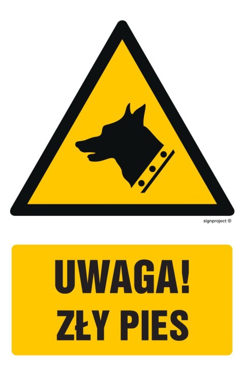 Znak GF015 Uwaga - zły pies!, 100x150 mm, PS - Płyta 1 mm fotoluminescencyjna Znak GF015 Uwaga - zły pies!, 100x150 mm, PS - Płyta 1 mm fotoluminescencyjna