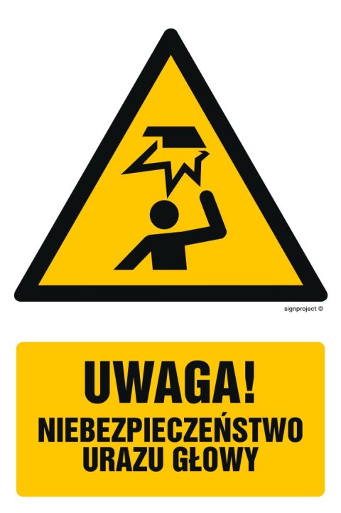 Znak GF017 Uwaga - niebezpieczeństwo urazu głowy, 100x150 mm, FN - Folia samoprzylepna Znak GF017 Uwaga - niebezpieczeństwo urazu głowy, 100x150 mm, FN - Folia samoprzylepna