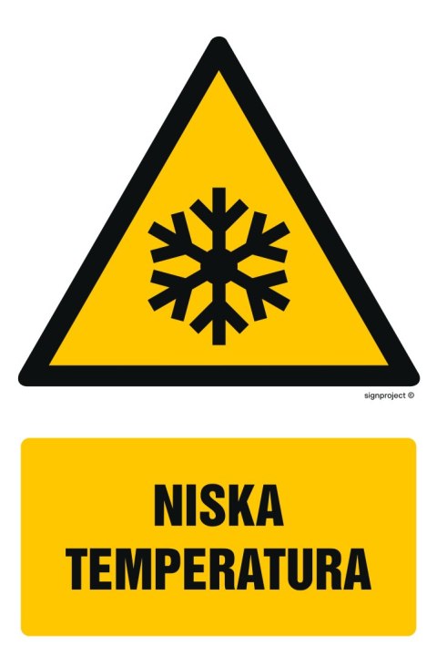 Znak GF024 Niska temperatura, 200x300 mm, PS - Płyta 1 mm fotoluminescencyjna