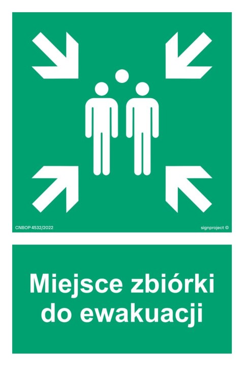 Znak AF007 Miejsce zbiórki do ewakuacji, 500x750 mm, PN - Płyta 1 mm Znak AF007 Miejsce zbiórki do ewakuacji, 500x750 mm, PN - Płyta 1 mm